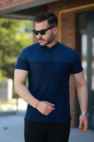 Erkek Hakim Yakalı Kısa Kollu Pamuklu T-shirt resmi